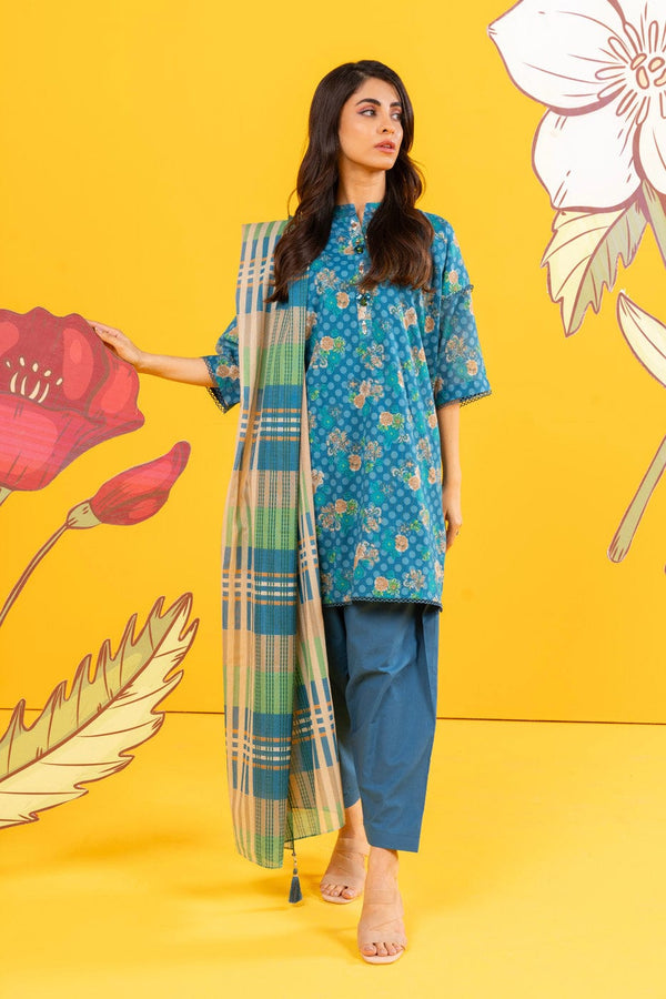 2 Pc Printed Lawn Shirt With Lawn Dupatta